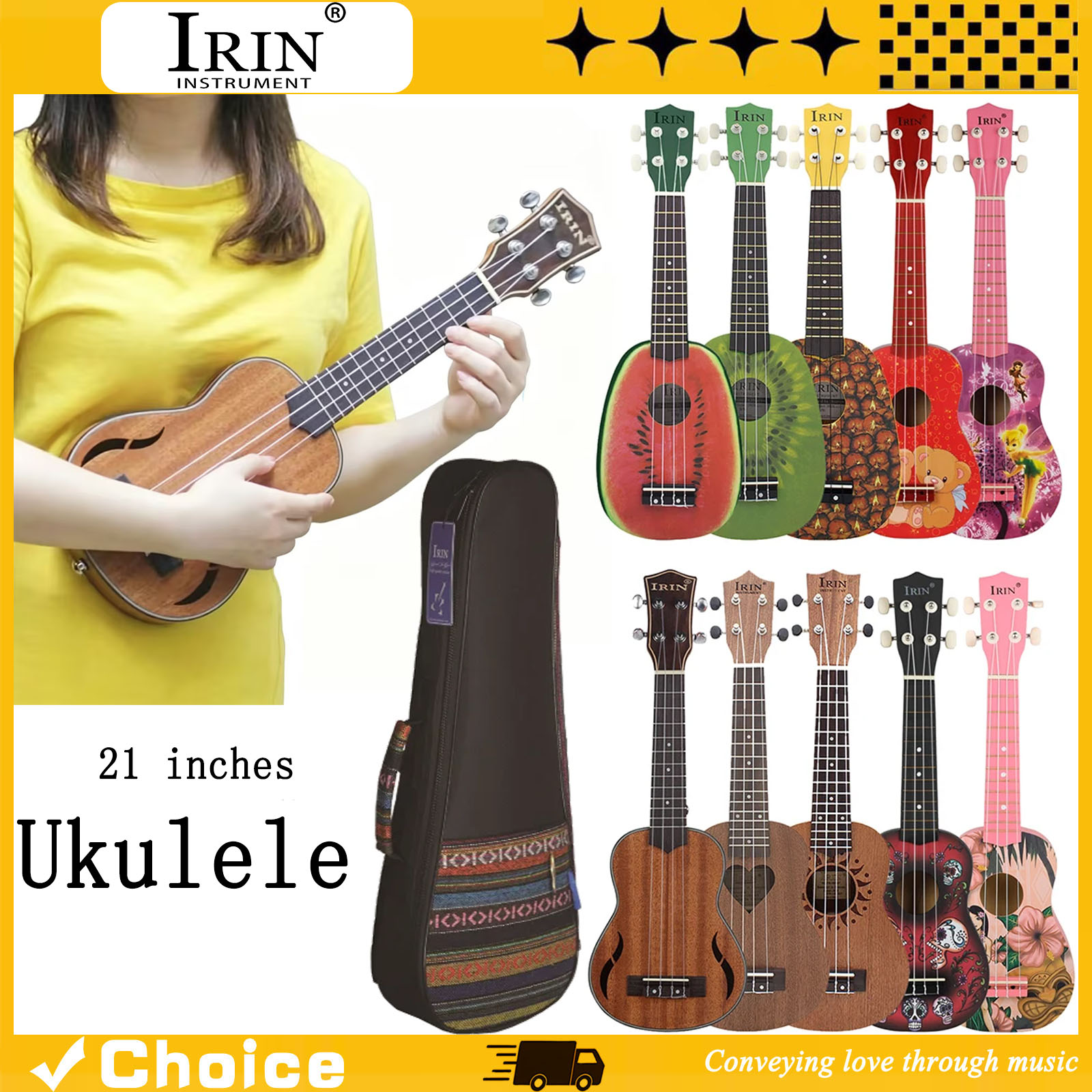 Musical Instrument Hawaiian - 21 인치 우쿨렐레 하와이안 기타 소프라노